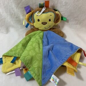 Taggies Patchkin Monkey Plush Security Blanket Baby‎ Lovey Colorful Soother EUC